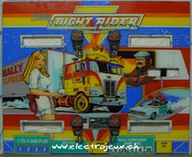 Vitre flipper Bally Night Rider